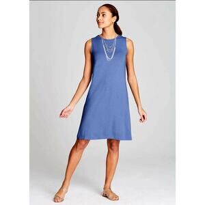 J. Jill Dress Large Blue Wearever Sleeveless A-Line Boatneck Stretch Casual